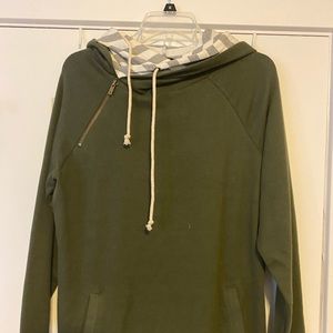 Double Hooded Sweatshirt-Olive